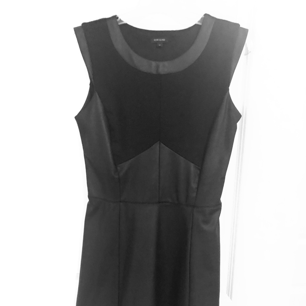 Black faux leather swing dress